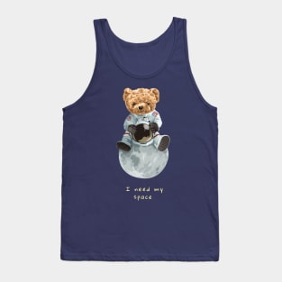 Bear in a space suit, sitting on the moon Tank Top